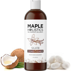 Maple Holistics Silk18 Acondicionador: botella para cabello dañado aporta brillo y suavidad