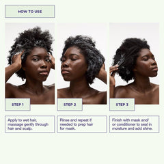 Aplicación suave de Maria Nila Champú para cabello dañado.