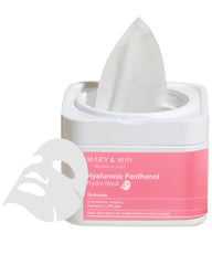 Mary&May mascarilla con acido hialuronico y panthenol en caja diaria sin contacto para hidratación.