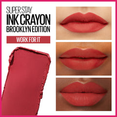 Tono mate Work for It con duración óptima en labios Maybelline