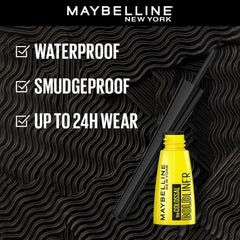 Aplicación diaria rápida con Maybelline Colossal Bold Eyeliner en negro intenso.