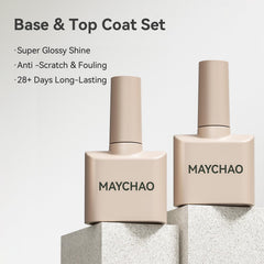 MAYCHAO capa superior de gel transparente para brillo duradero.