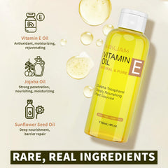 MAYJAM Aceite Vitamina E con textura ligera para uso diario en piel.