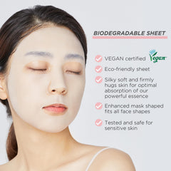 Mediheal Collagen Essential Mask demonstrates firming action in a closeup visual.