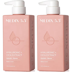 Medix 5.5: botella de loción corporal con ácido hialurónico para hidratación diaria.