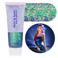 MEICOLY brillo camaleón verde para rostro y cuerpo, brillo intenso y cambio de color.