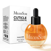 Botella MelodySusie aceite cutículas leche miel, hidratación suave para uñas