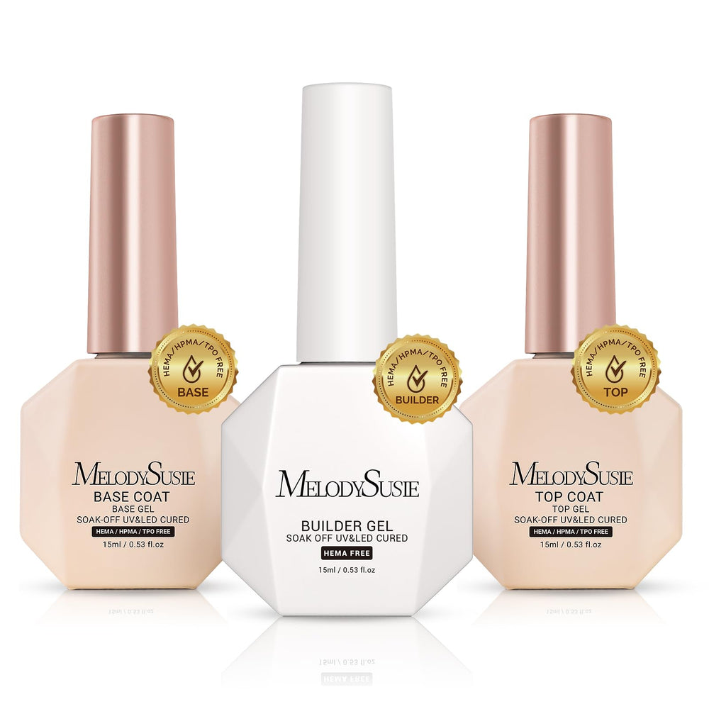 MelodySusie kit con envase y botellas de base, top y gel para manicura duradera
