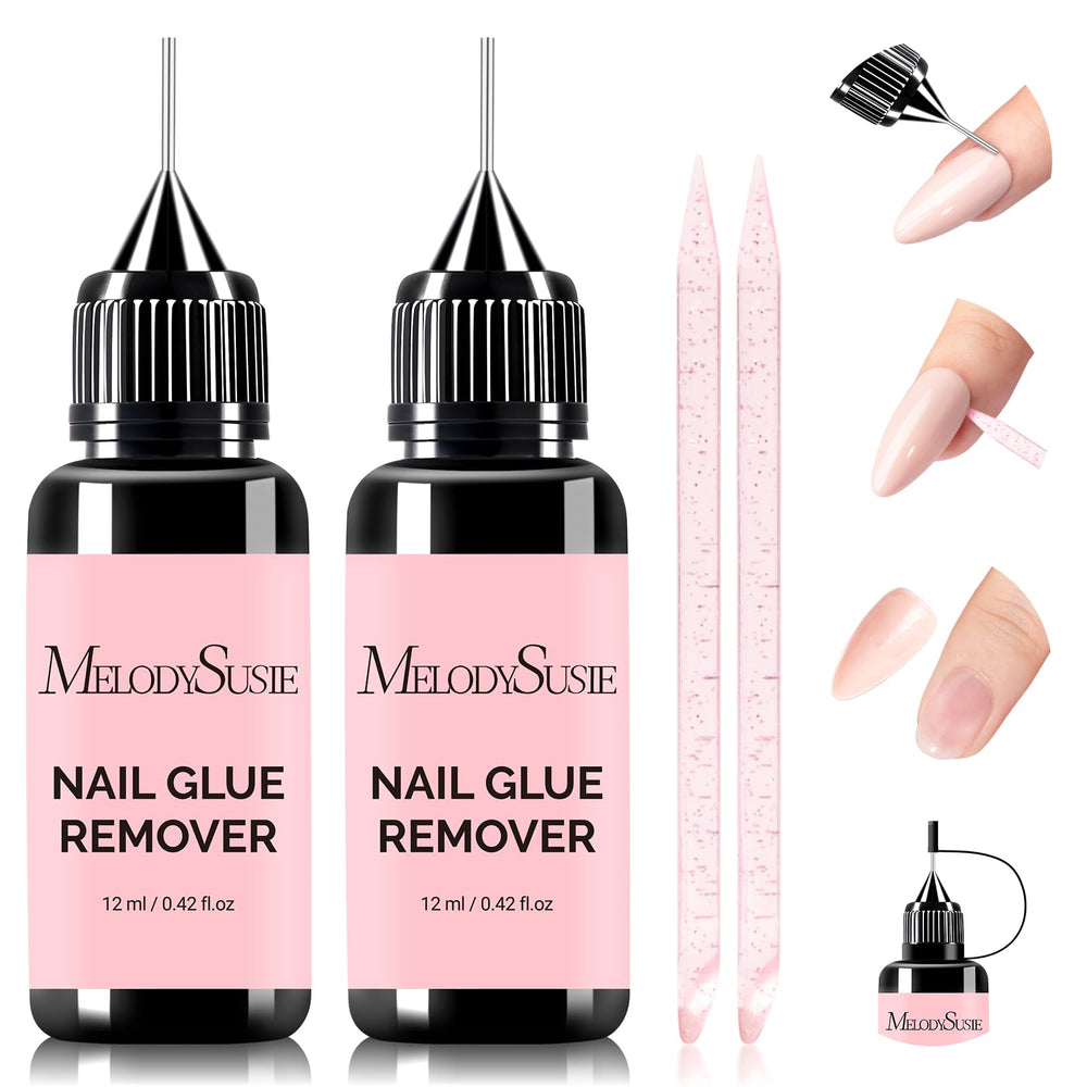MelodySusie quita pegamento uñas, botella de 12ml para remover pegamento con facilidad.