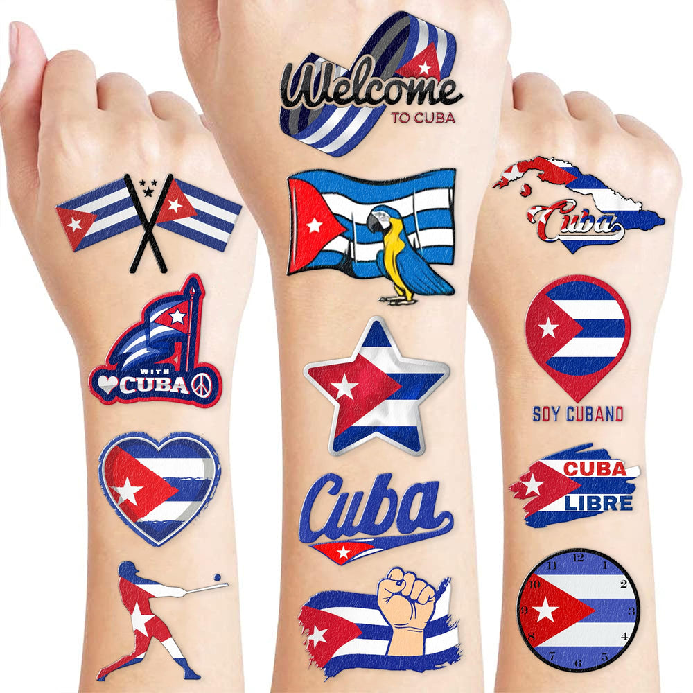 MeoIsDaBest tatuajes bandera cubana, hoja 1, ideal para decorar fiestas temáticas.