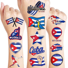 MeoIsDaBest tatuajes bandera cubana, hoja 1, ideal para decorar fiestas temáticas.