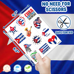 MeoIsDaBest tatuajes bandera cubana, hoja 4, ideal para fiestas y recuerdos.