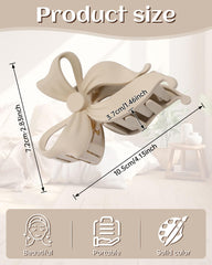 Mesovor clip bow grande mate gris, estilo versátil para cabello fino o grueso.