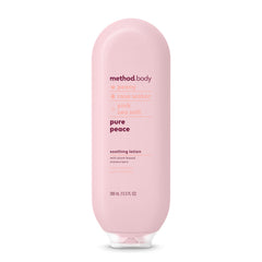 Method Daily Lotion Pure Peace, botella de 13.5 onzas para hidratación diaria suave.