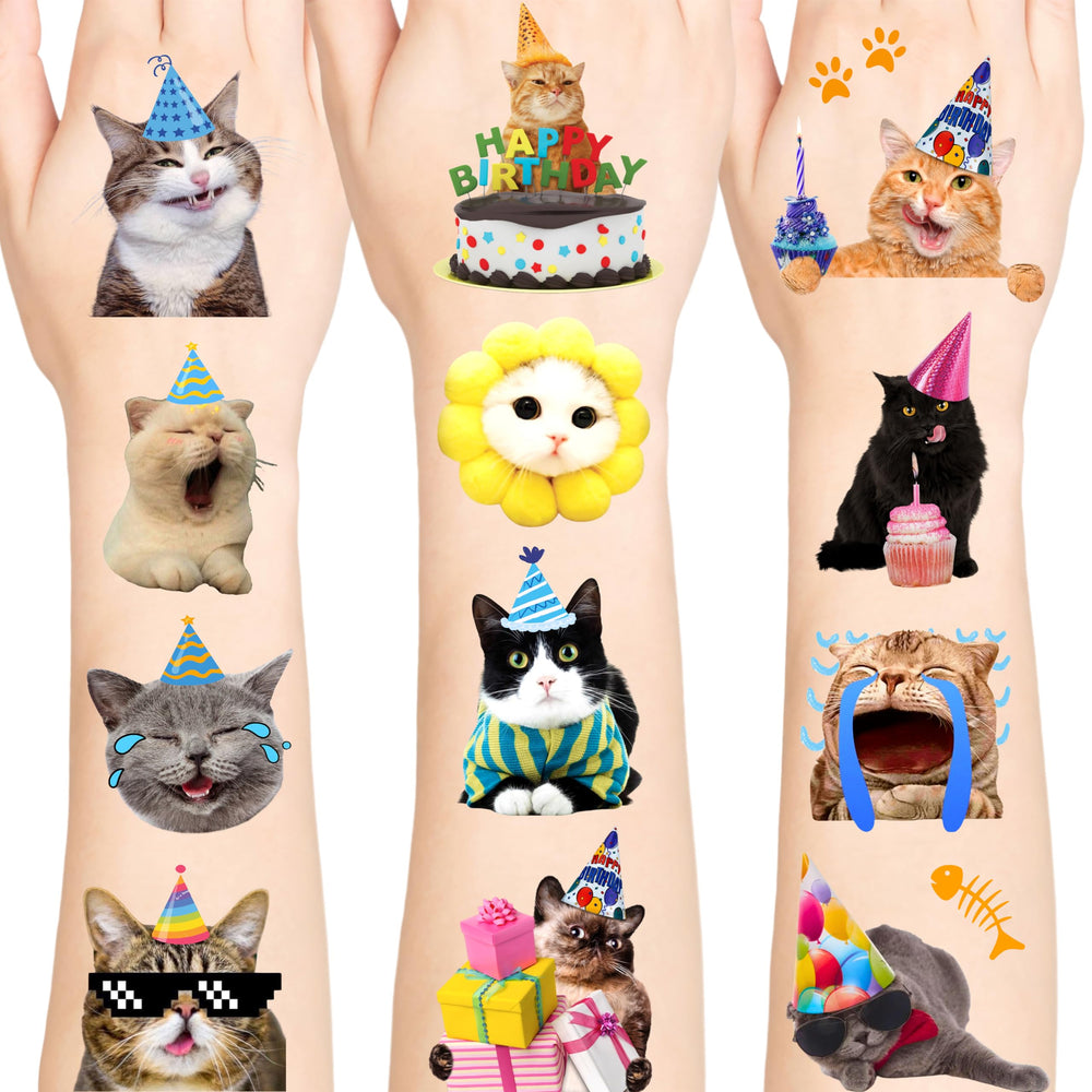 MIIVOYAGE tatuajes de gatos, 96 piezas, ideales para recompensas en clase.