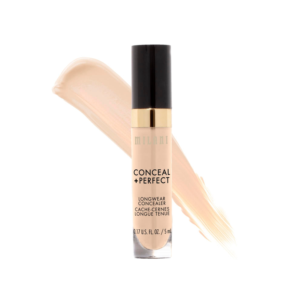 Milani Conceal + Perfect en envase compacto para cobertura duradera de ojeras y manchas.