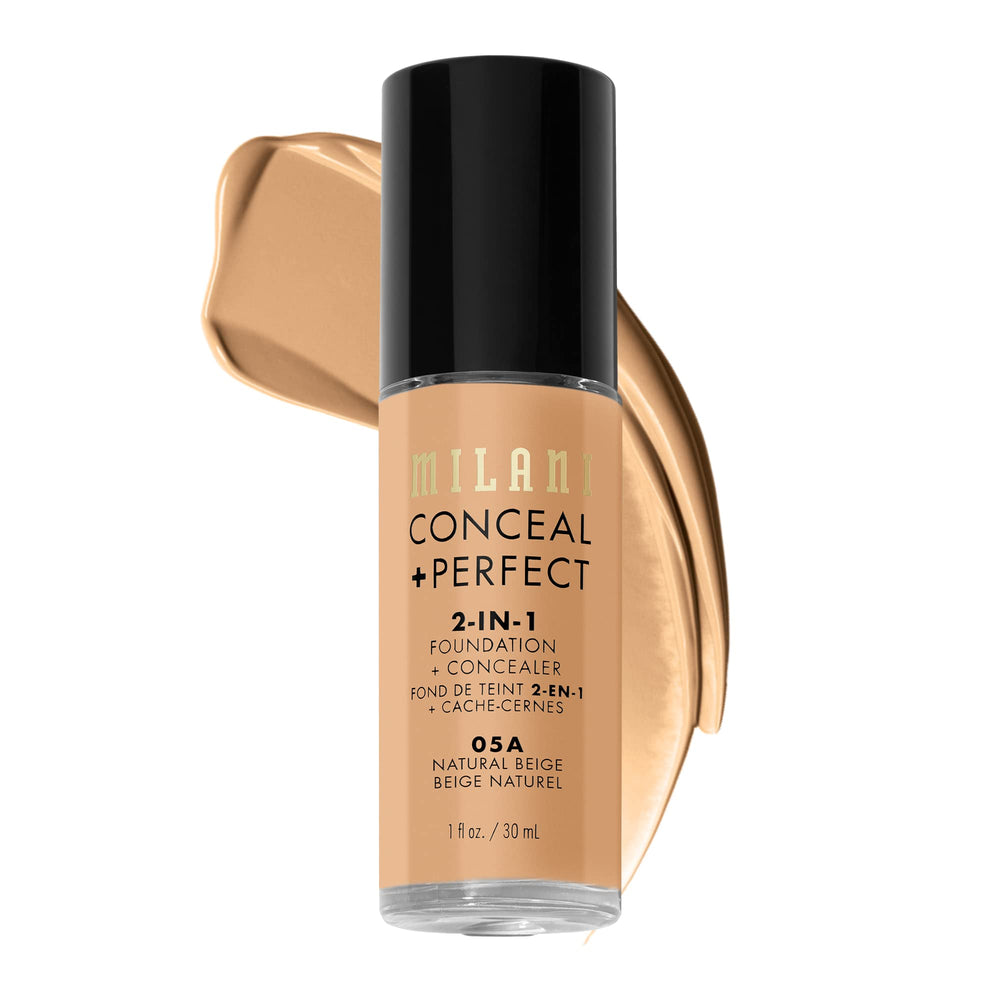 Milani Conceal + Perfect frasco Natural Beige para tono suave y uniforme.