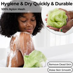 MINISENTIALS esponja de ducha con nudos, facilita crear espuma y enjuague sencillo.