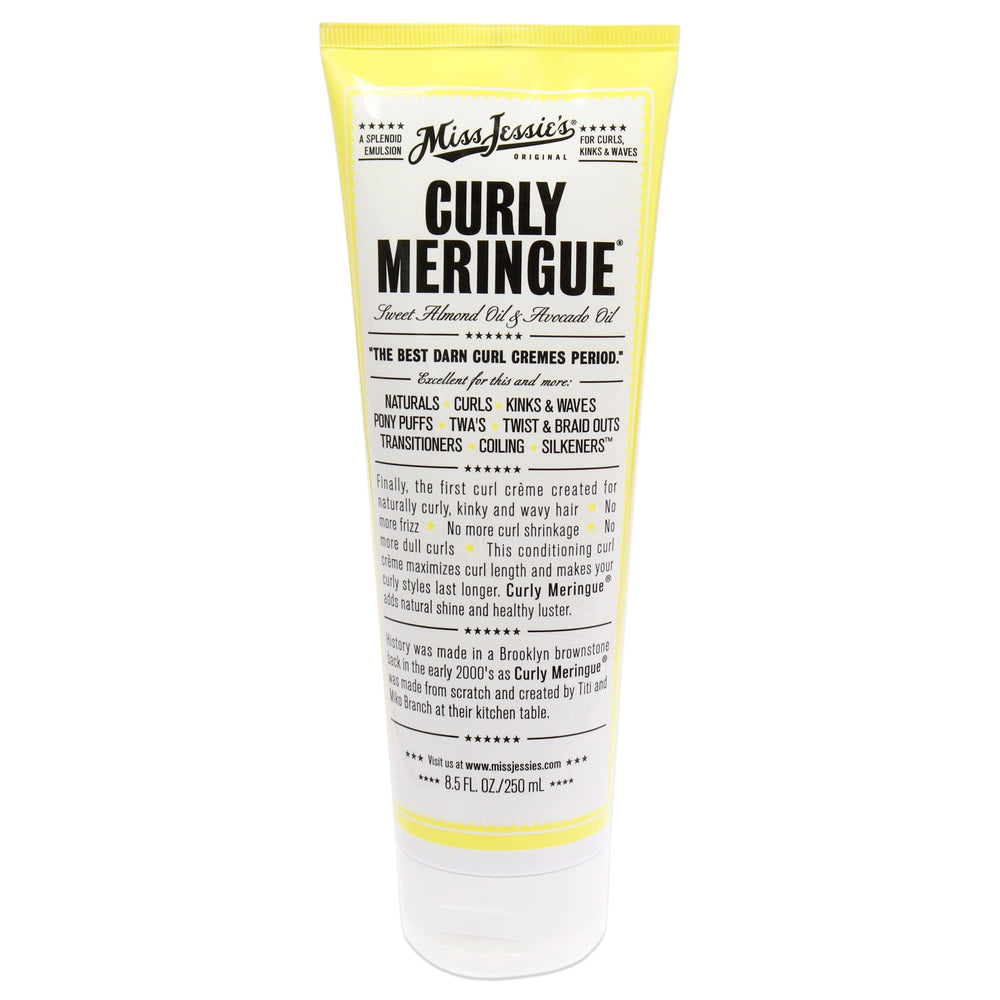 Miss Jessie's Curly Meringue en botella de 8.5 oz para rizos definidos.
