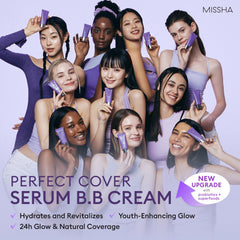 Textura serum sedosa de MISSHA se funde para cobertura suave.