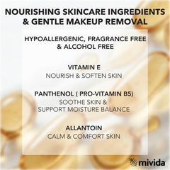 mivida vitamin E-infused wipe supports skin comfort during removal