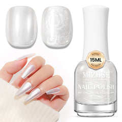 MIZHSE Esmalte Perla Sirena con Aurora Blanco Lechoso para un look suave.