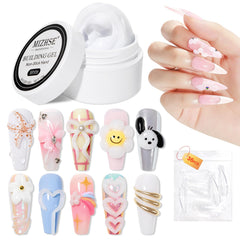 Gel constructor blanco de MIZHSE (15 g) para extensiones duraderas en casa.