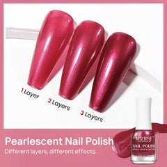 MIZHSE Secado Rápido en Uñas con Esmalte Rojo Perlado