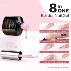 Modelones Gel de uñas Builder color rosa con brillo para uñas elegantes