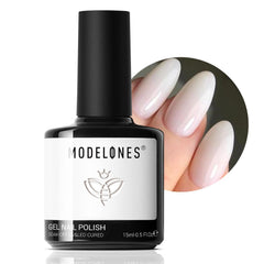 Modelones esmalte gel blanco lechoso en botella, ideal para empezar manicura casera