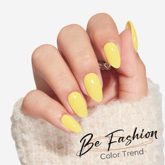 Uñas adhesivas Modelones de color amarillo con durabilidad a lo largo de varios días