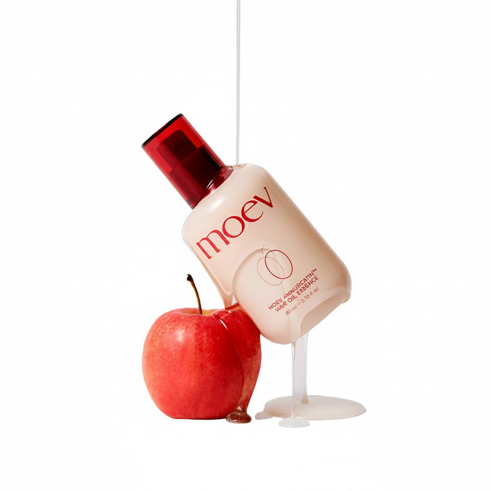 MOEV Annurcatin: aceite capilar nutritivo en botella para cabello suave y brillante.