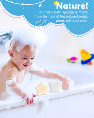 MoHern esponja Konjac para bebé, forma estrella amarilla, ideal para baño lúdico.