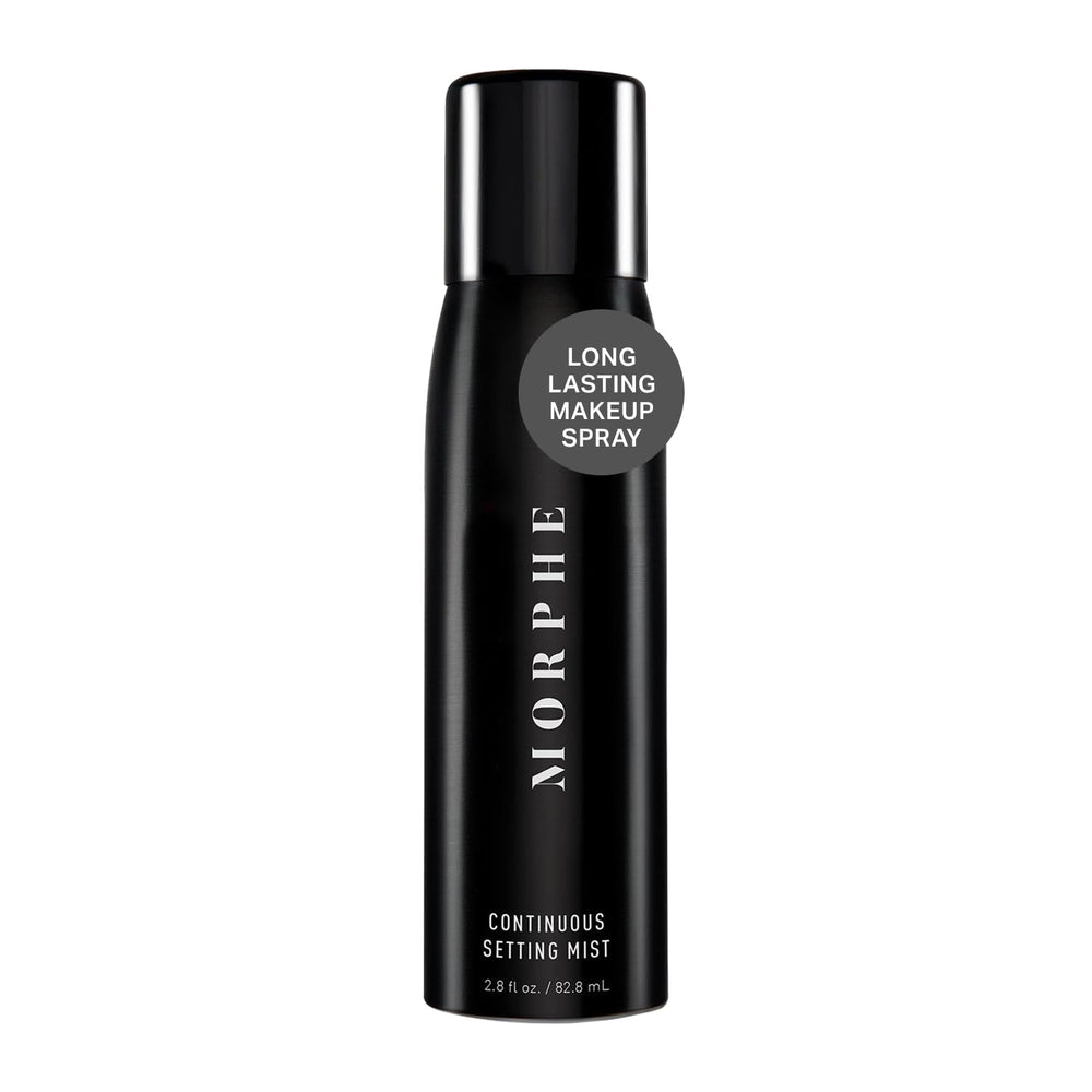 MORPHE Continuous Setting Mist botella, acabado natural que mantiene el maquillaje durante el día.