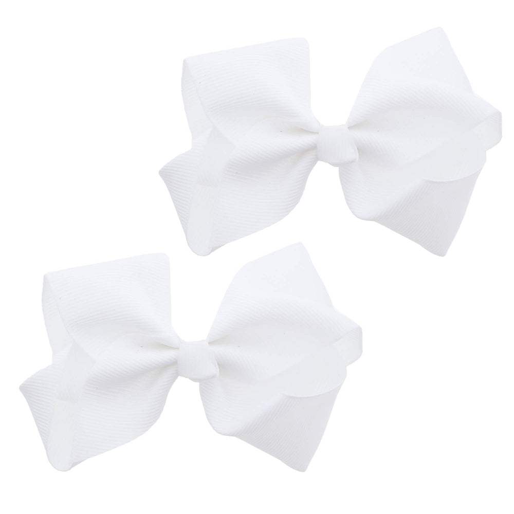 Motique Accessories lazo blanco en clip, ideal para peinados duraderos y elegantes.