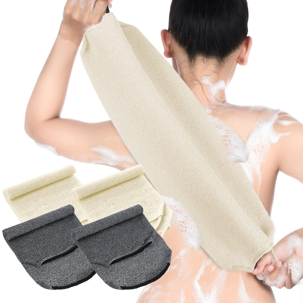 Moukeren exfoliante espalda con manijas, 4 pack, facilita limpiar la espalda.