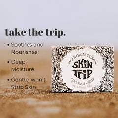 Mountain Ocean Skin Trip Jabon Coco nutrición que hidrata la piel tras cada uso.