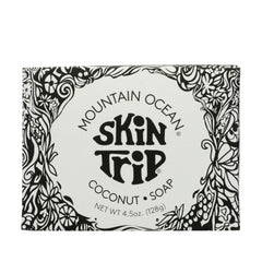 Mountain Ocean Skin Trip Jabon Coco barra con empaque nuevo para uso diario.