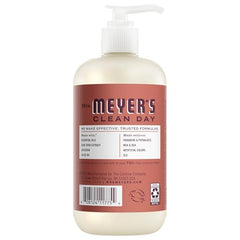 Mrs. Meyer's Jabon de Manos contiene aceites esenciales para una sensación refrescante.