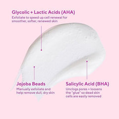 Murad limpiador exfoliante: contiene acidos salicilico, lactico y glicólico para poros refinados.