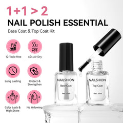 Nailshion capa superior transparente ofrece brillo y sellado duradero.