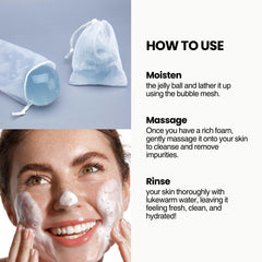 Naisture Be Bare Jelly Ball Cleanser en piel mojada para refrescar la piel.