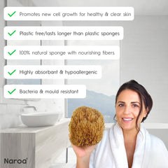 Naroa sin plástico para ducha, cortada a mano desde la raíz para durabilidad.