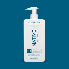 Native Sea Salt & Cedar, etiqueta que destaca el aroma fresco de mar y bosque.