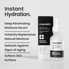 Aplicación del Serum Supreme para hombre en la cara, absorción rápida.
