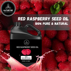 Aceite de Frambuesa Rojo Naturevibe Botanicals prensado en frío para hidratación suave.