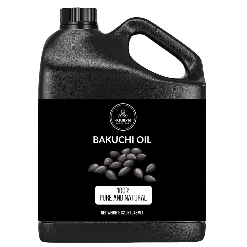 Naturevibe Botanicals Bakuchi aceite 32 onzas, botella para uso prolongado en cuidado de la piel.
