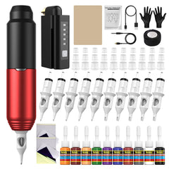 Nazzor kit tatuaje: máquina roja en vista frontal para uso cómodo y preciso.