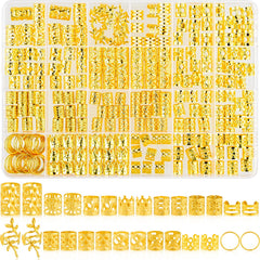 NEBURORA 260 piezas de joyas para cabello en oro, ideal para trenzas y rastas.