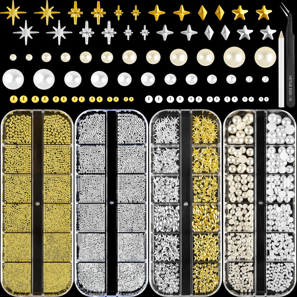 NEBURORA: caviar dorado en bolas para uñas, ideal para diseños delicados y brillantes.